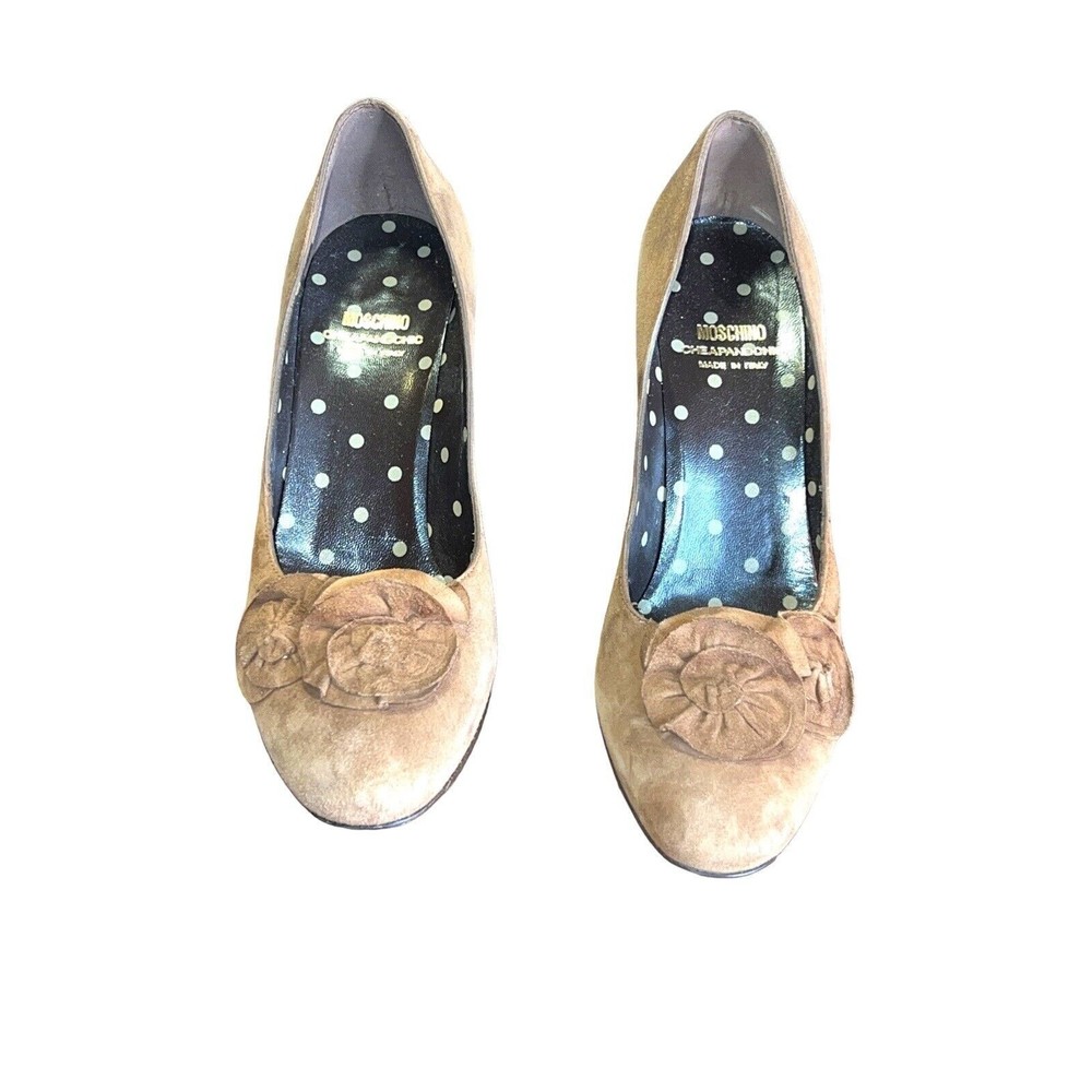 Moschino Cheap & Chic Women’s Tan/Beige Suede Pumps Floral Detail Size EU 37